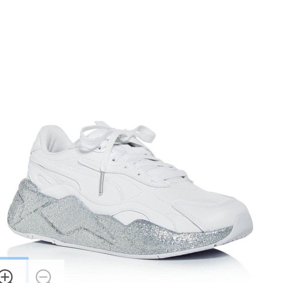 silver glitter pumas